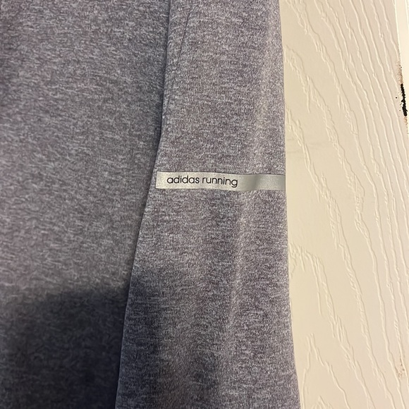 Adidas Running Grey 1/4 Zip Athletic Fleece ClimaHeat Jacket - Picture 4 of 5